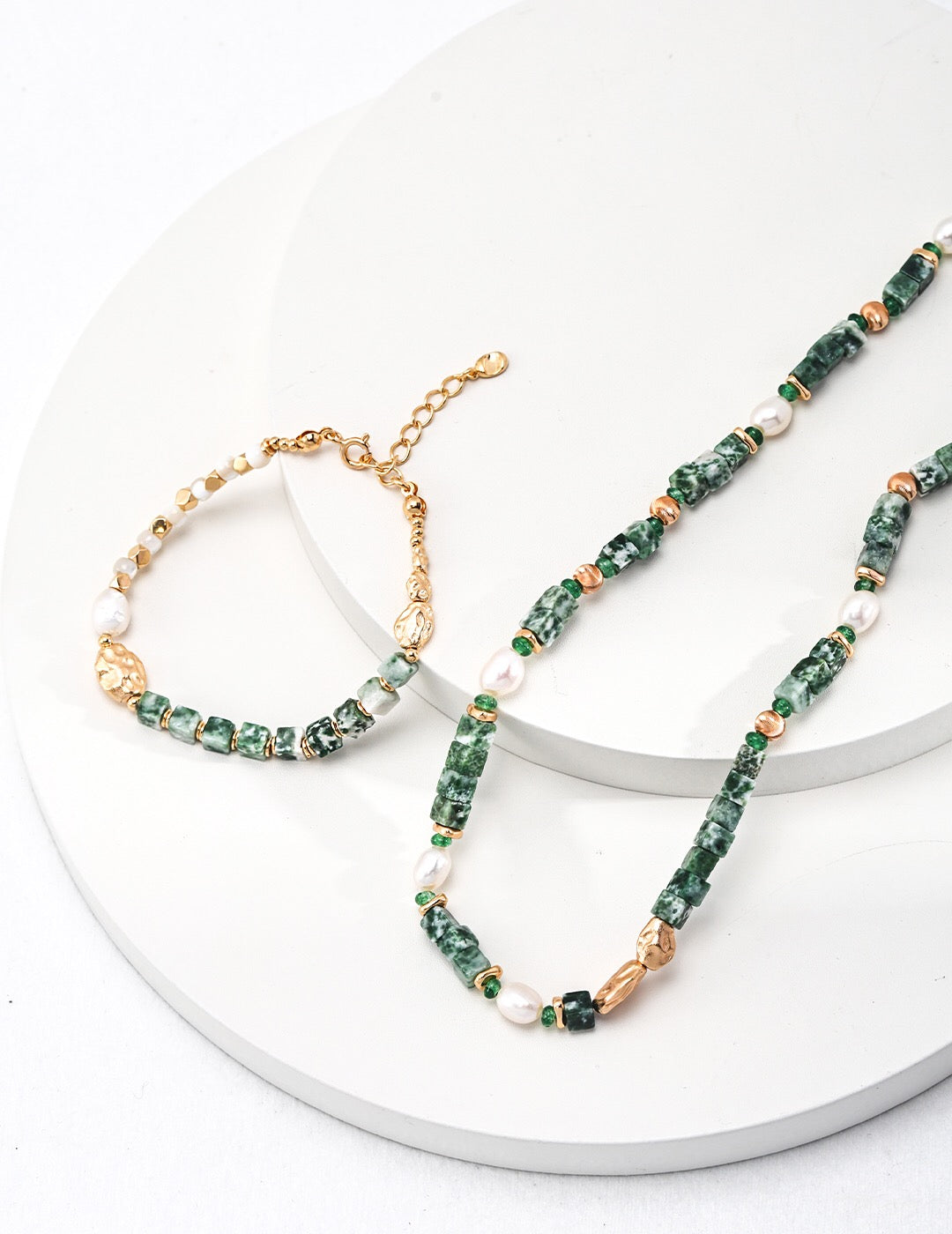 Collier de perles de jade Qinghai Cui