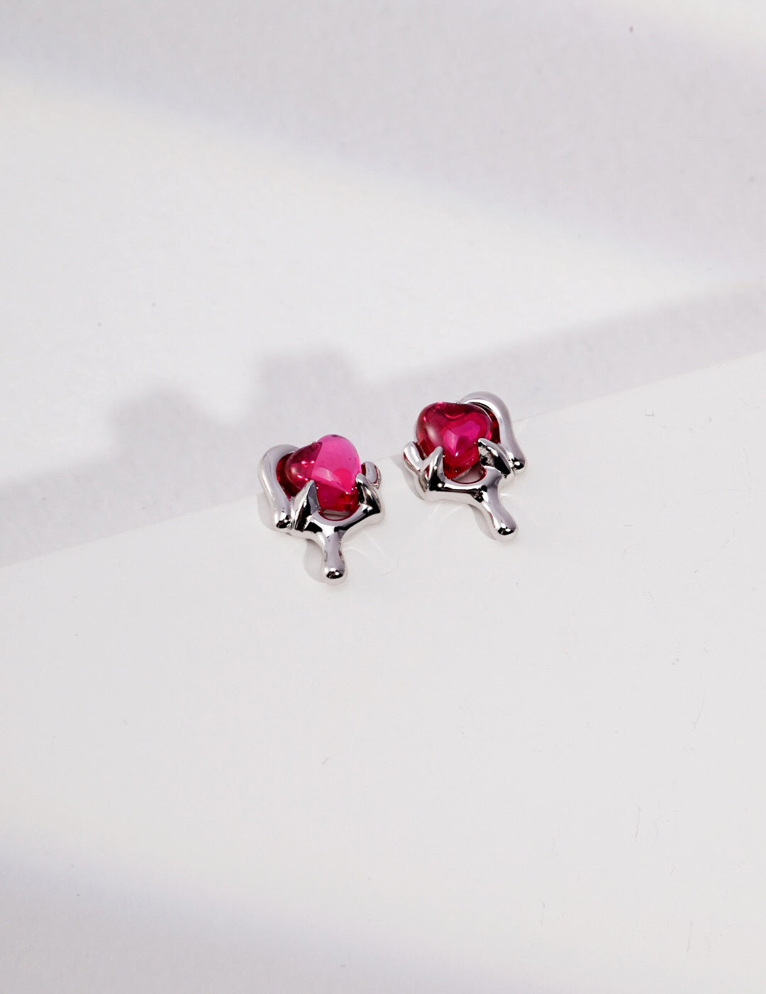 Fluid Shaped Pink Zircon Stud Earrings