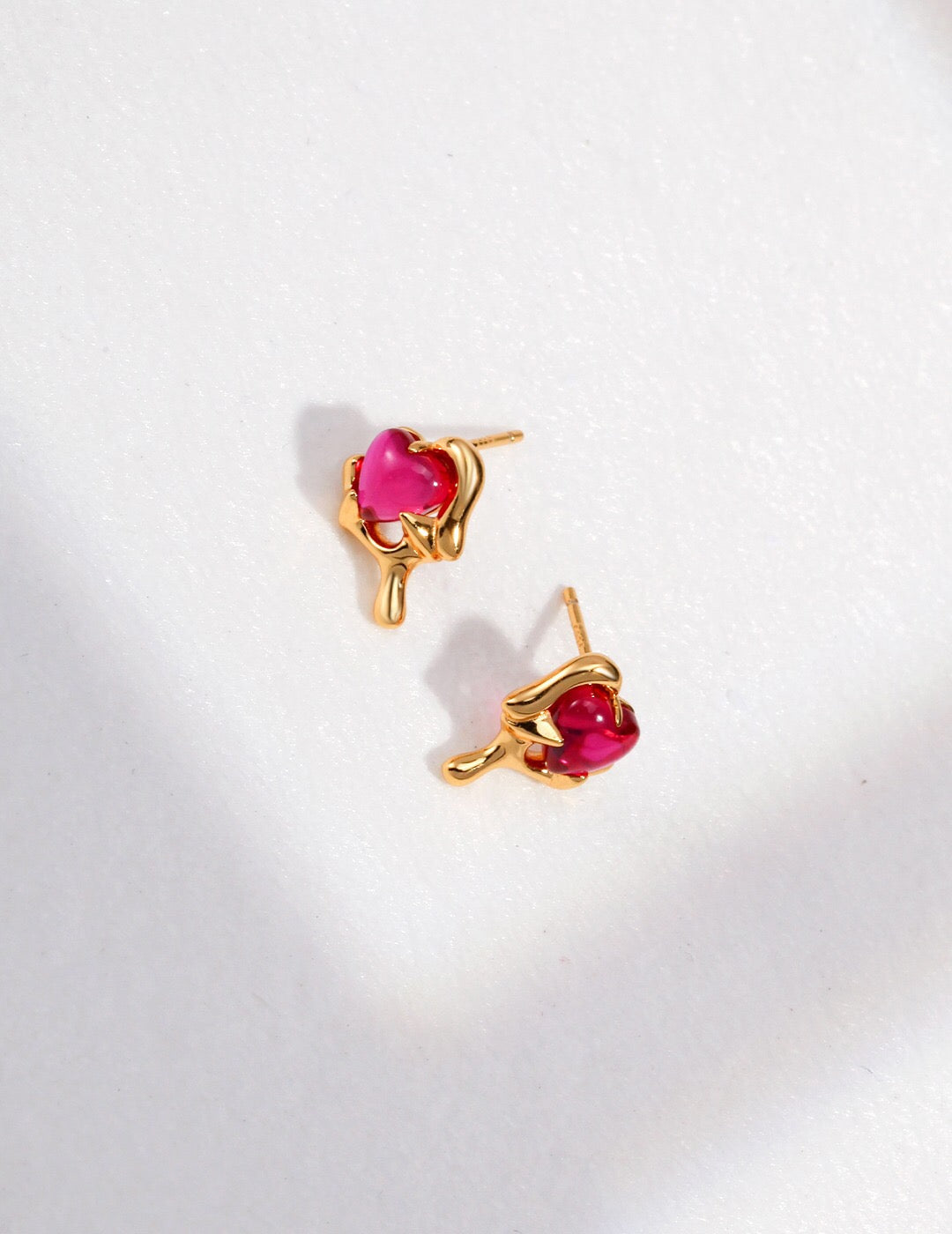 Fluid Shaped Pink Zircon Stud Earrings