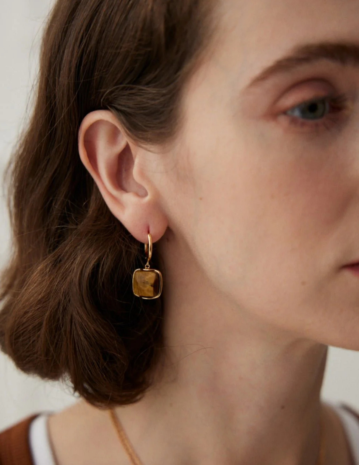 Natural Tiger Eye Stone Dangle Earrings