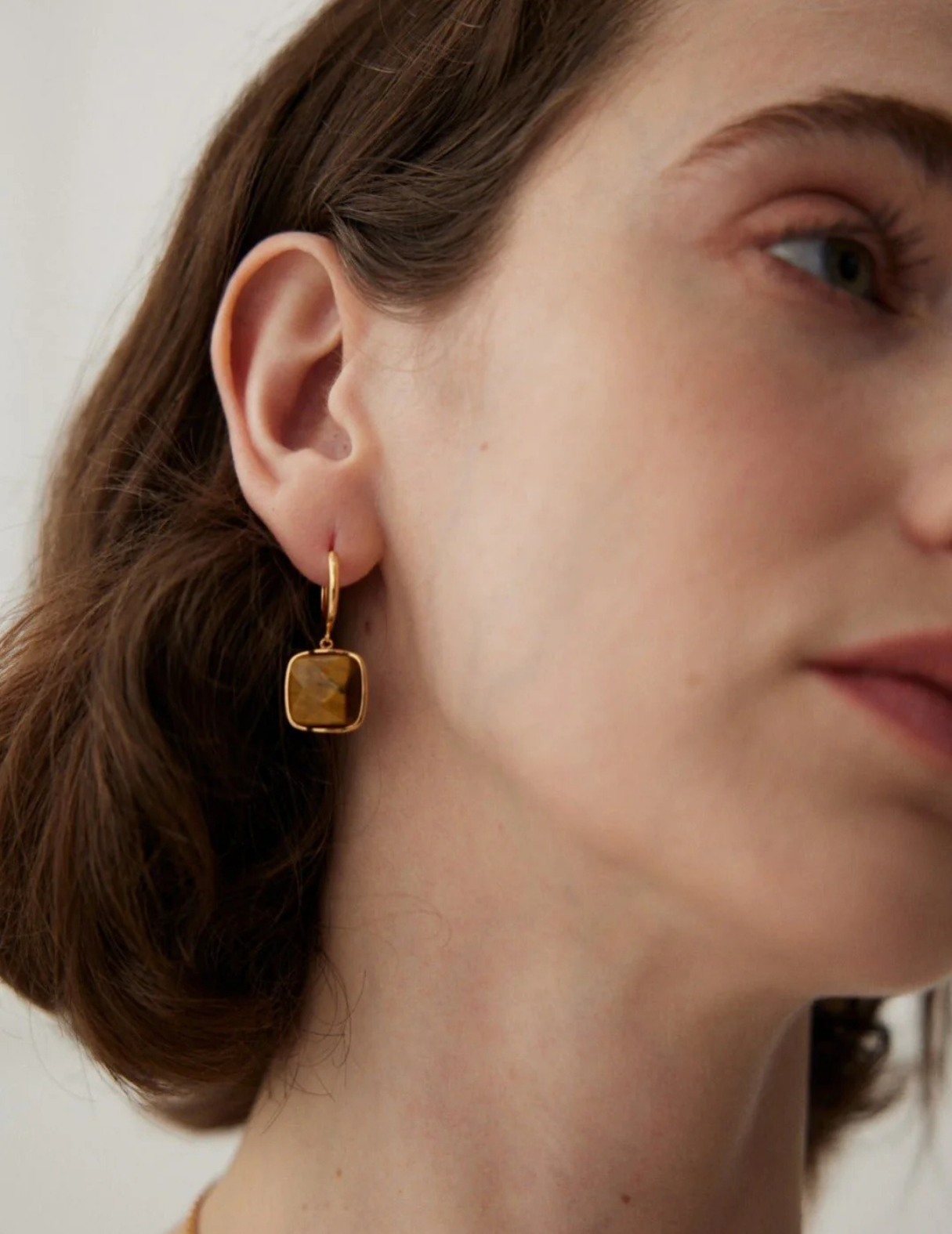 Natural Tiger Eye Stone Dangle Earrings