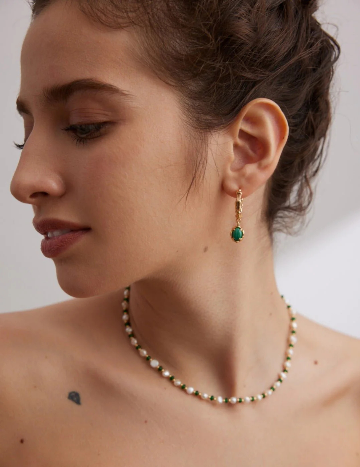 Green Malachite Hoop Earrings