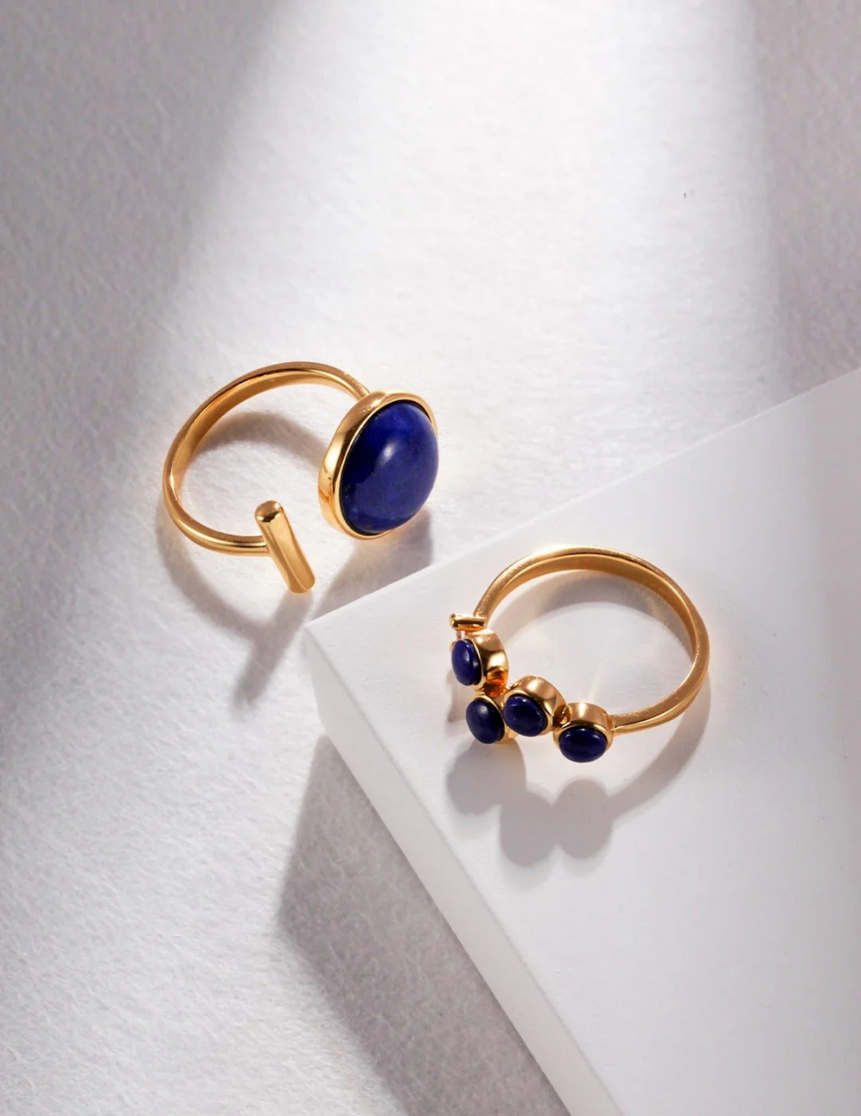 Minimalist Blue Lapis lazuli Open Ring