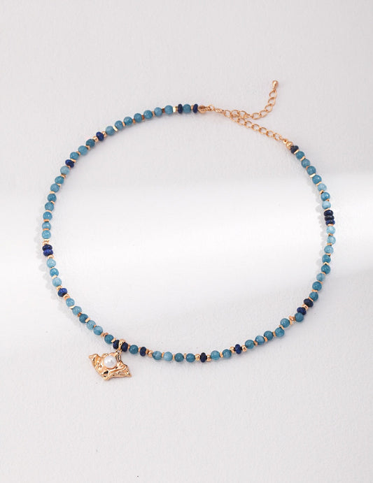 Blue Lapis Lazuli Beads With Necklace