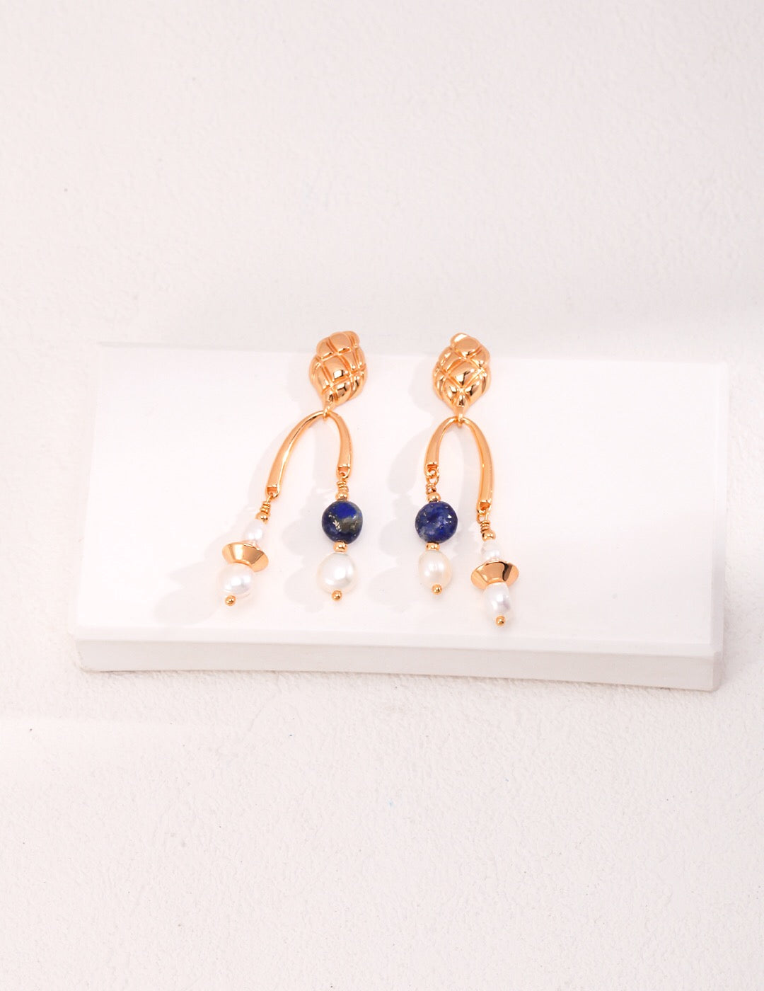 Blue Lapis Lazuli Freshwater Pearl Earrings