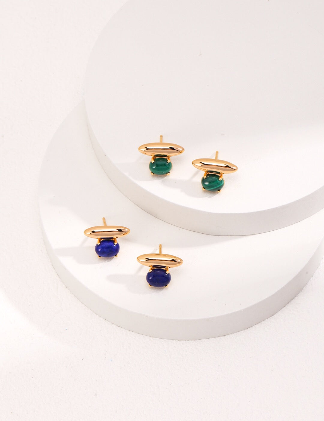 Blue Lapis Lazuli Green Malachite Stud Earrings