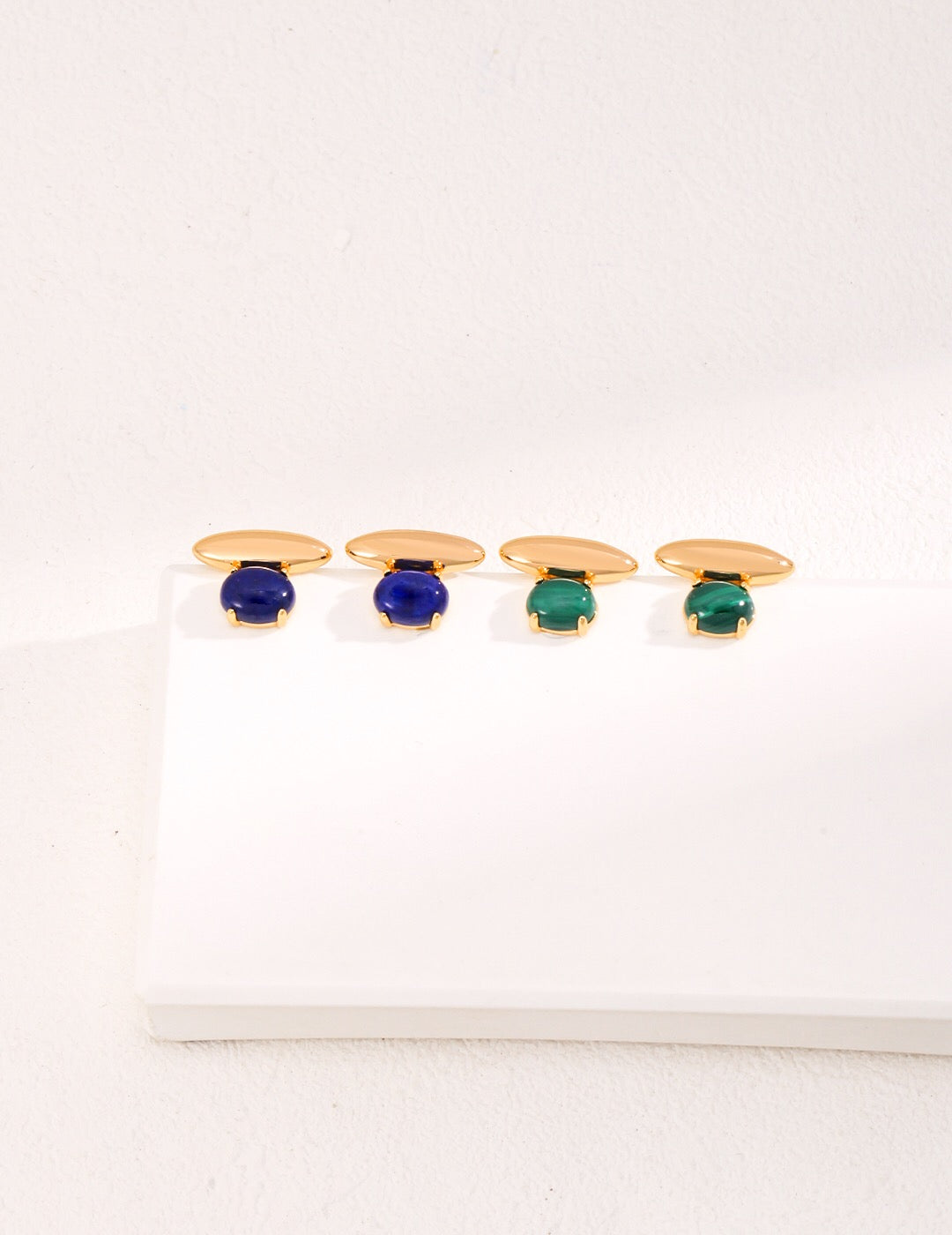 Blue Lapis Lazuli Green Malachite Stud Earrings