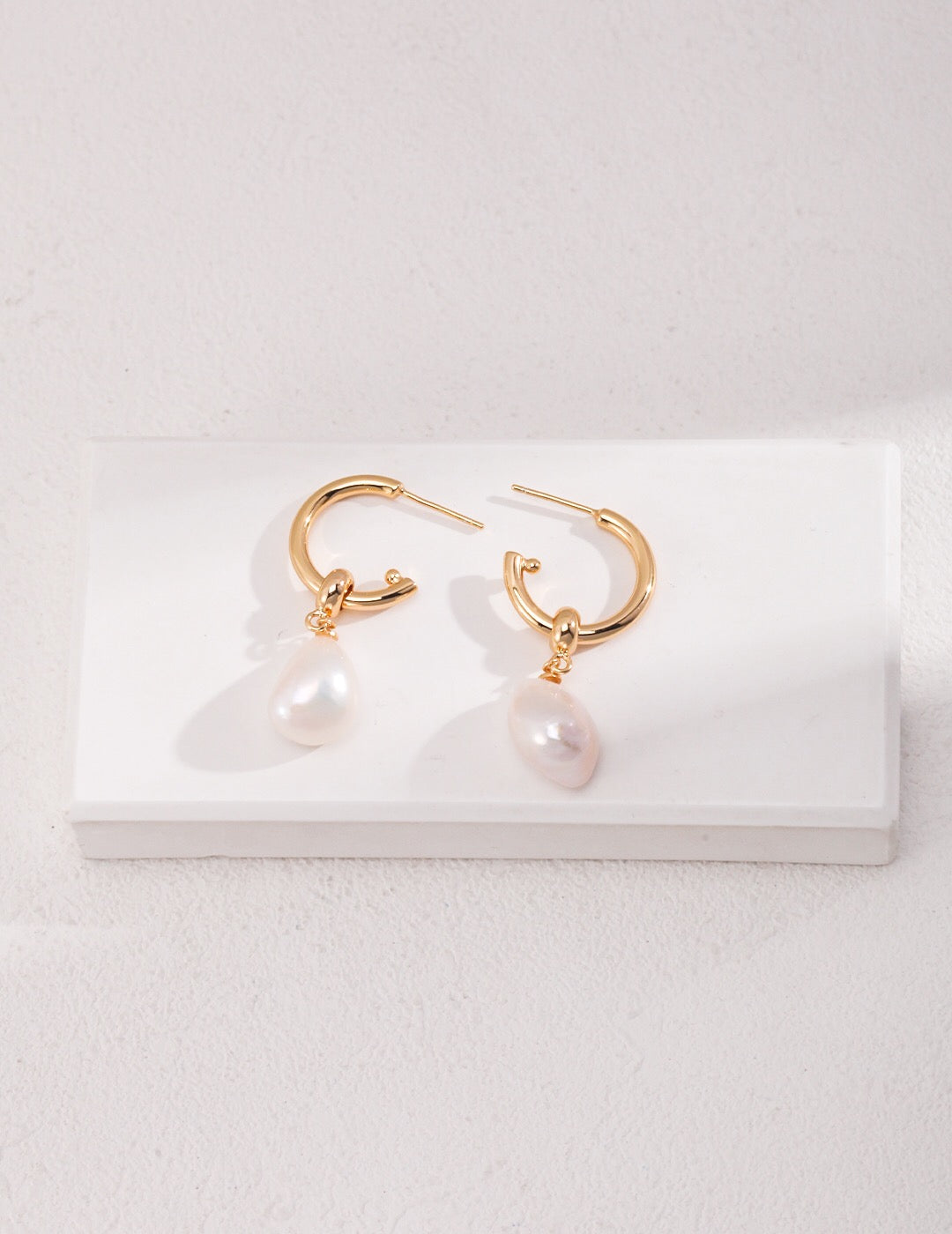 Large Pearl Drop Hoop Earrings