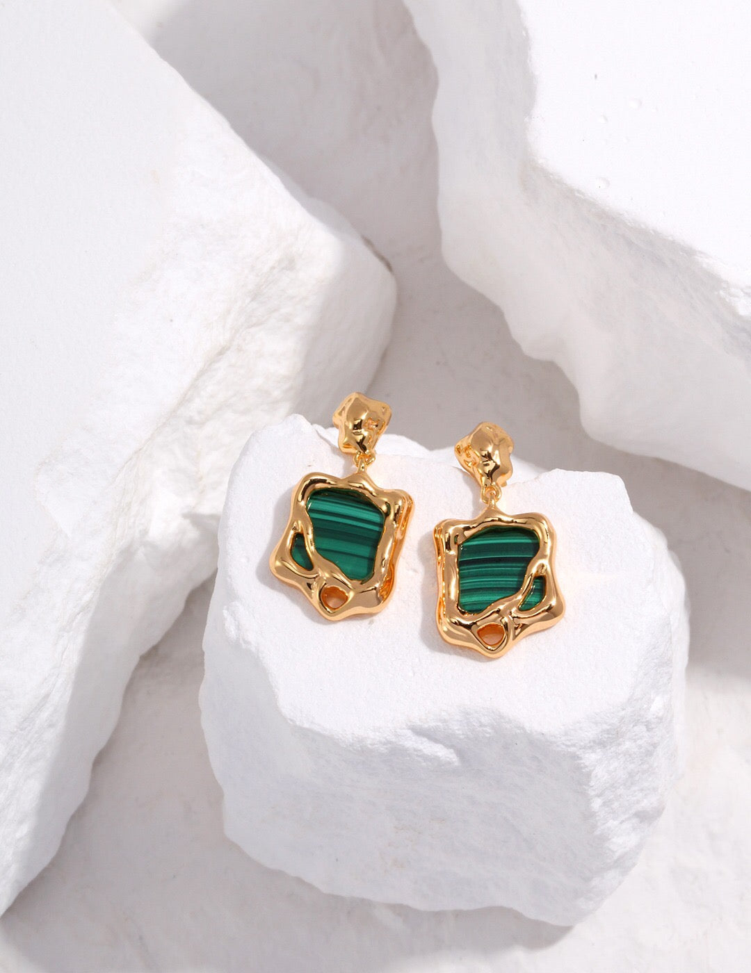 Malachite Stone Dangle Earrings