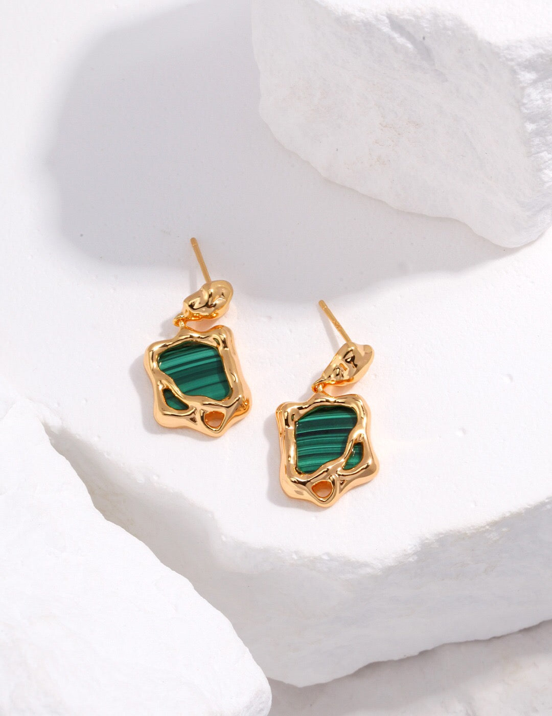 Malachite Stone Dangle Earrings