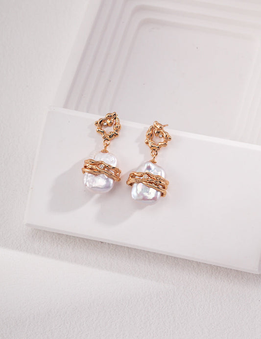 Rectangle Freshwater Pearl Earrings