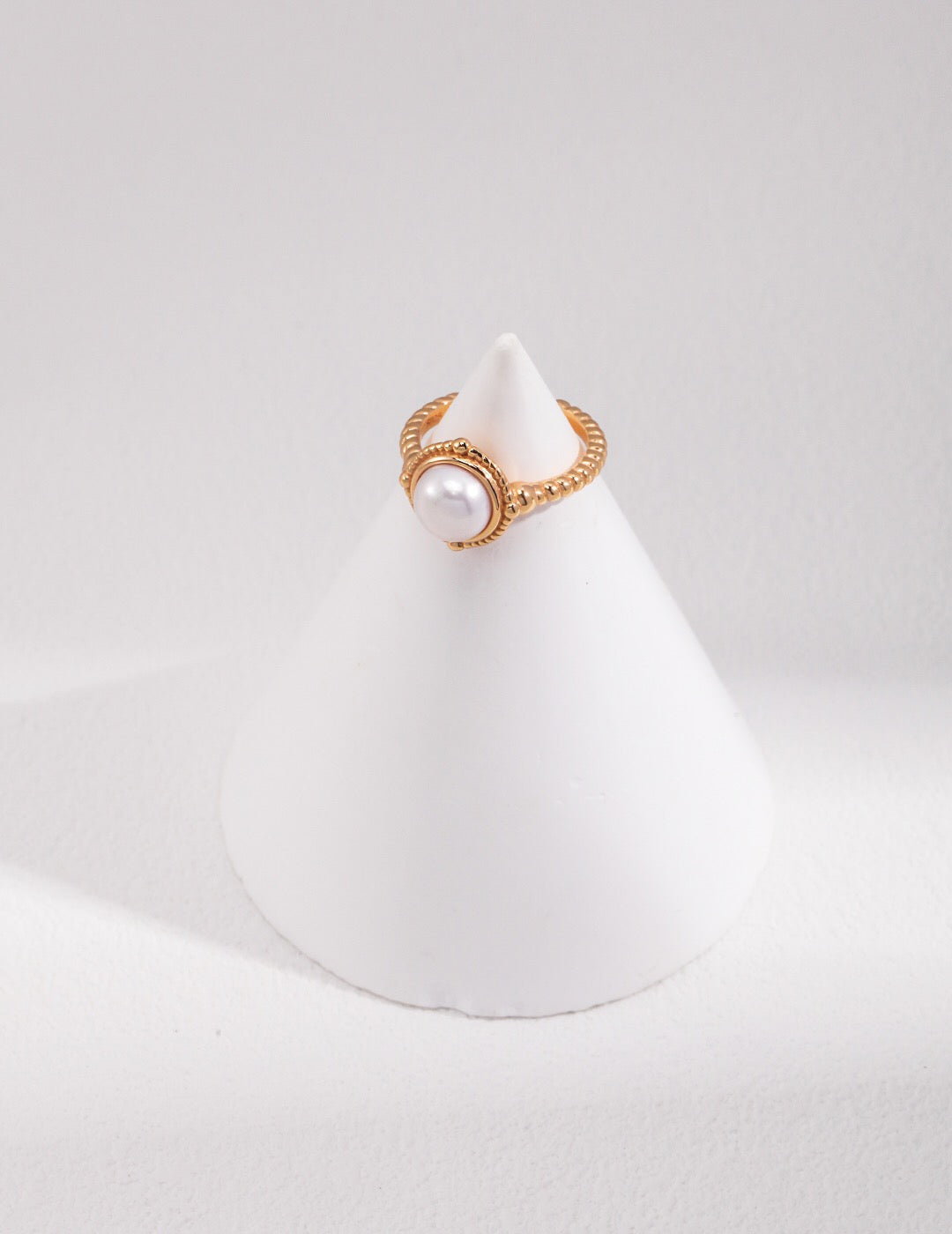 Twisted Pearl Adjustable Ring