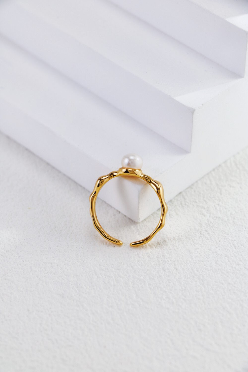 Minimalist Pearl Gold Vermeil Ring