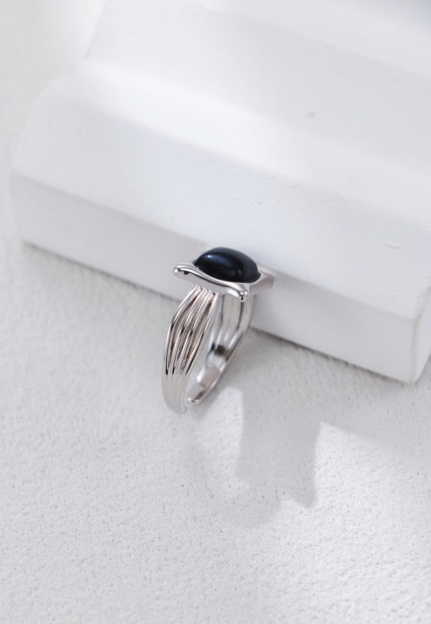 Modern Black Onyx Ring