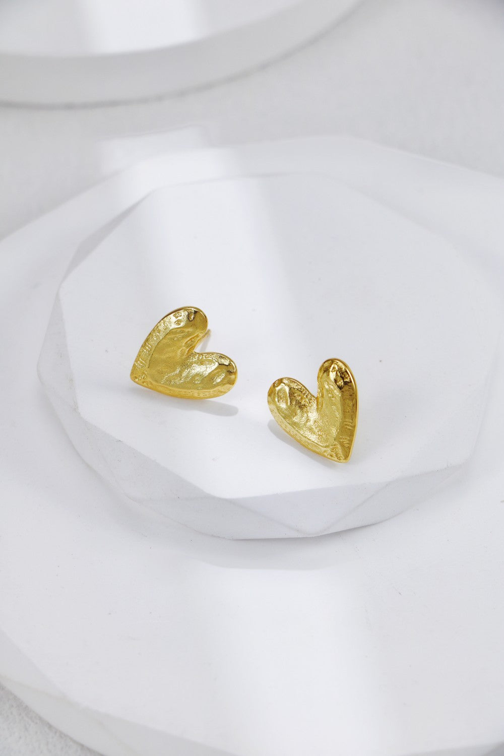 Textured Heart Stud Earrings