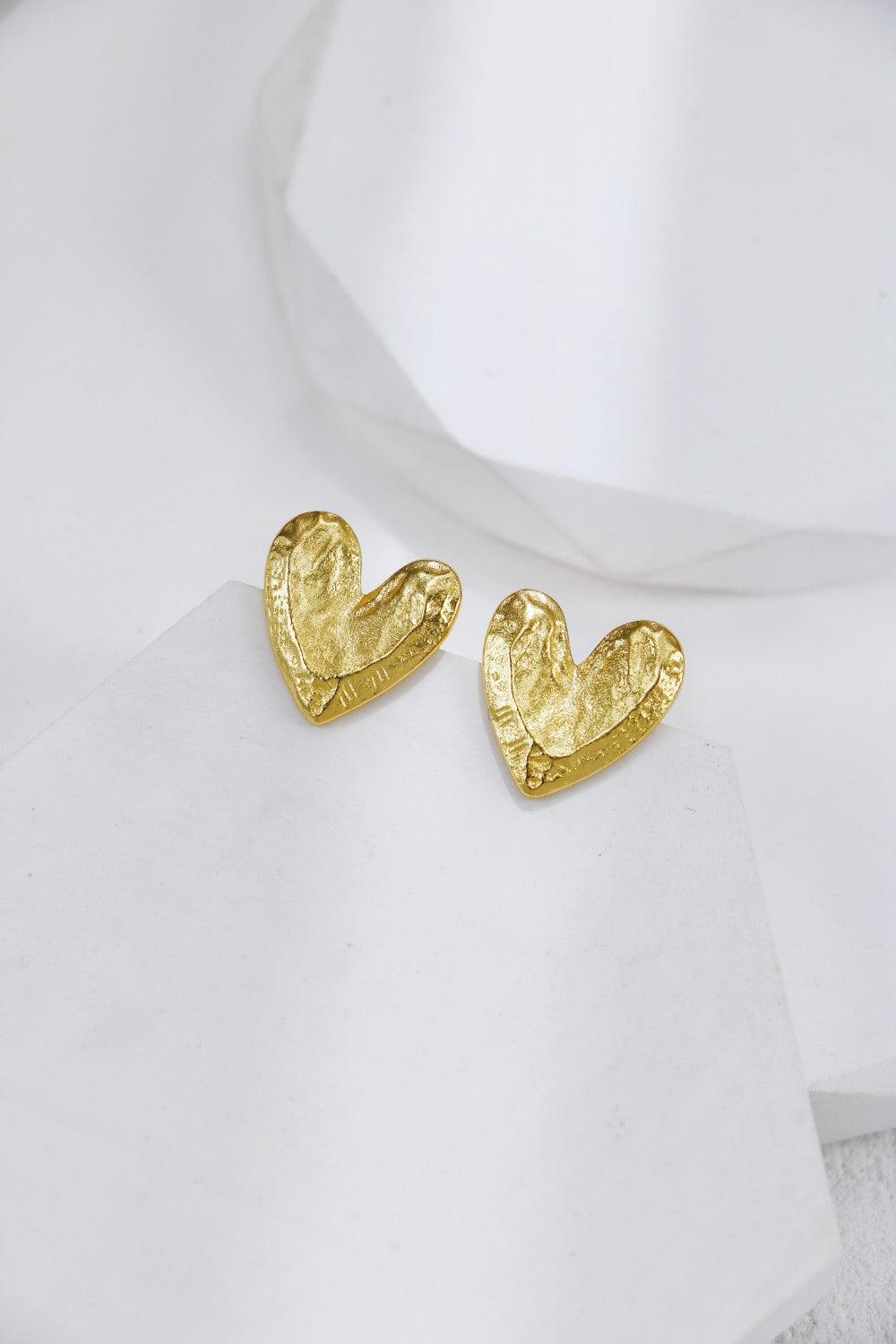 Textured Heart Stud Earrings