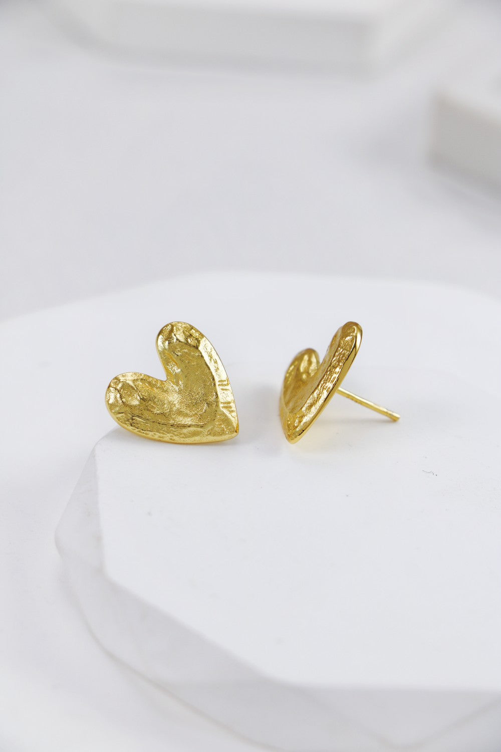 Textured Heart Stud Earrings