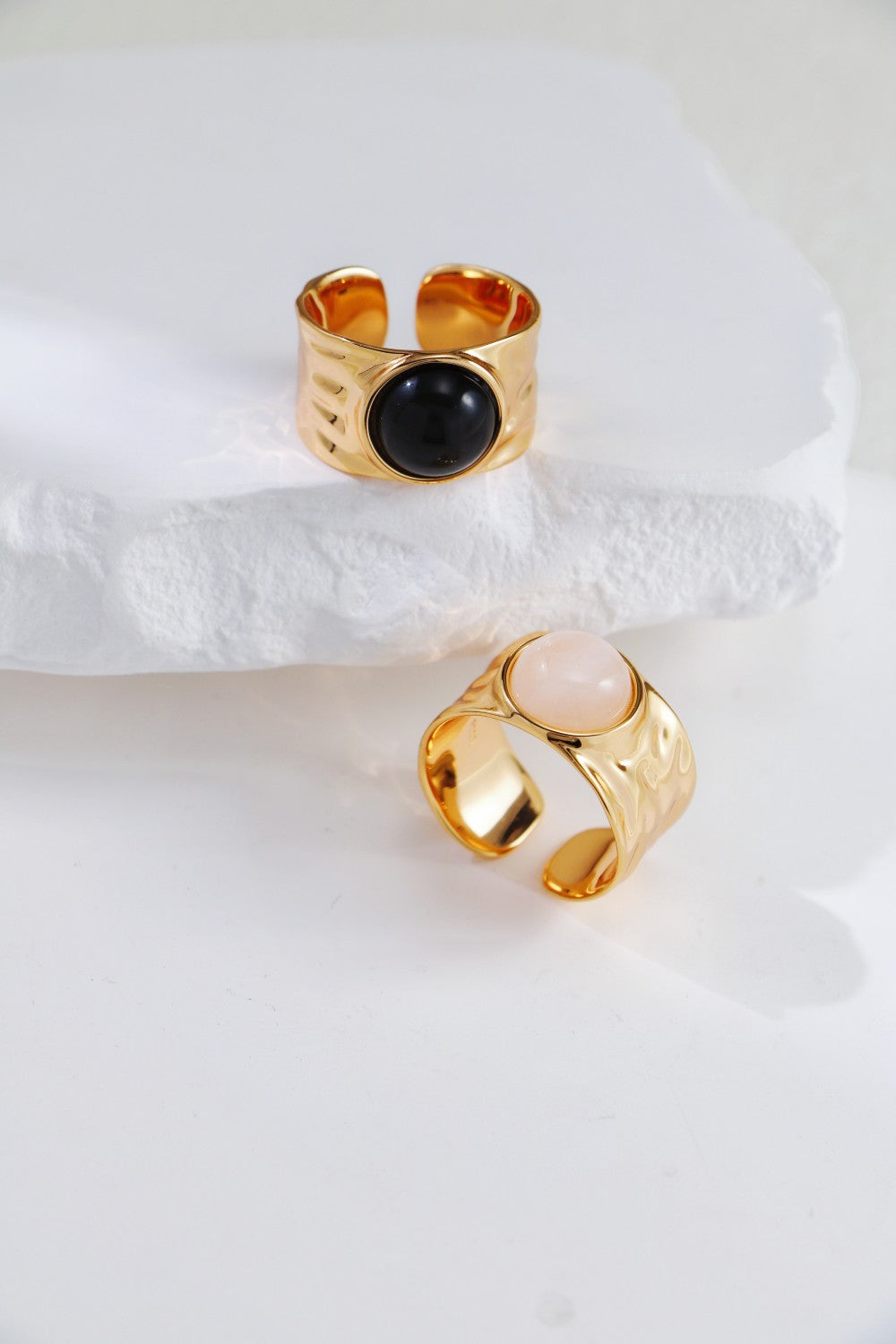 Vintage Gold Black Onyx / White Crystal Ring