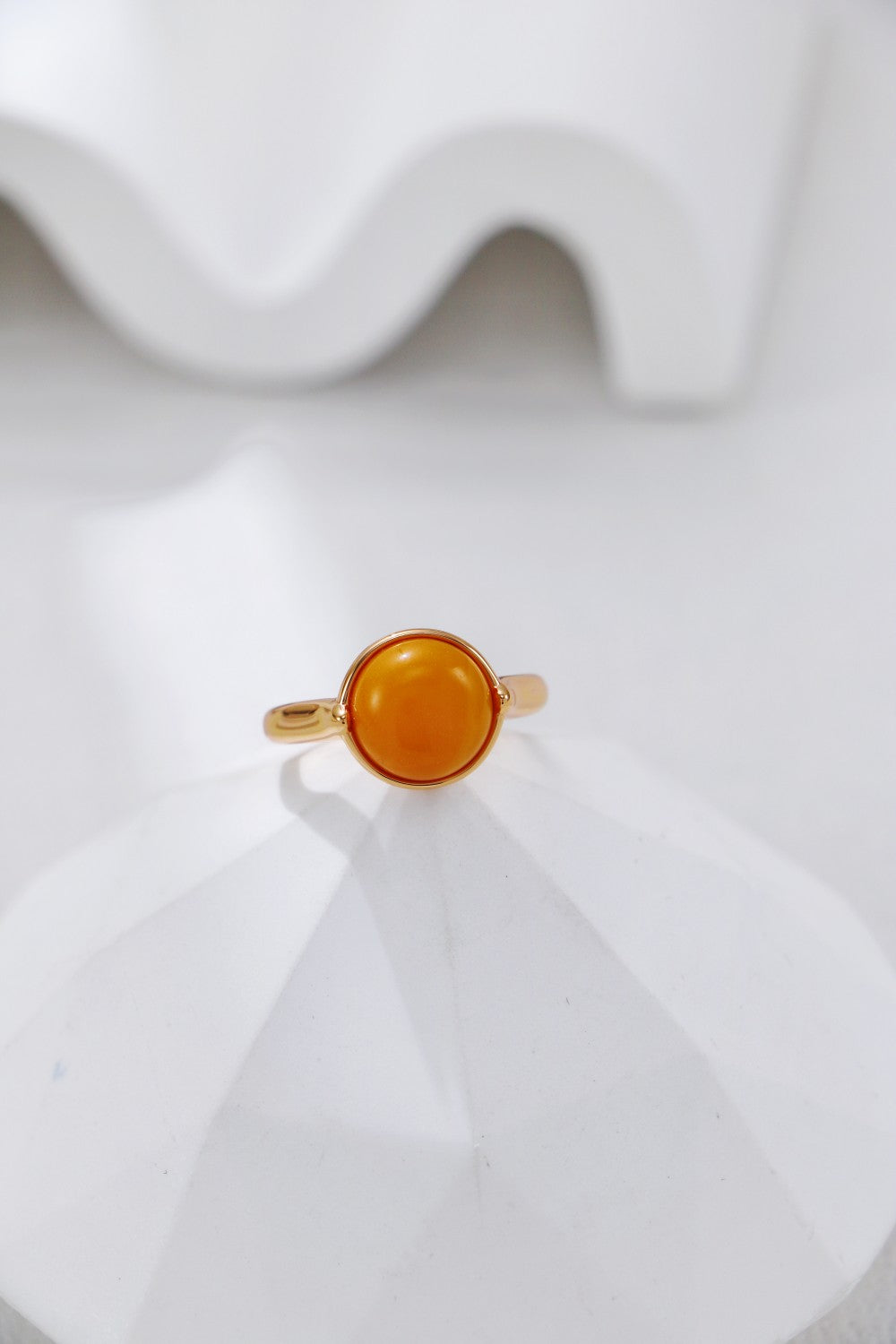 Natural Amber Adjustable Ring