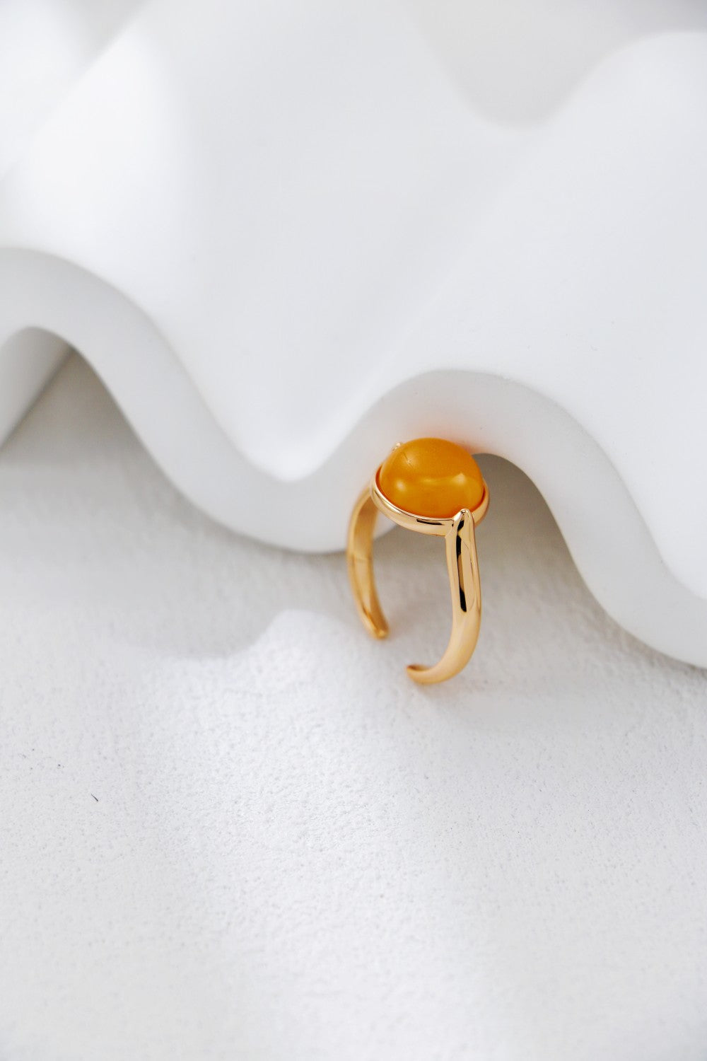 Natural Amber Adjustable Ring