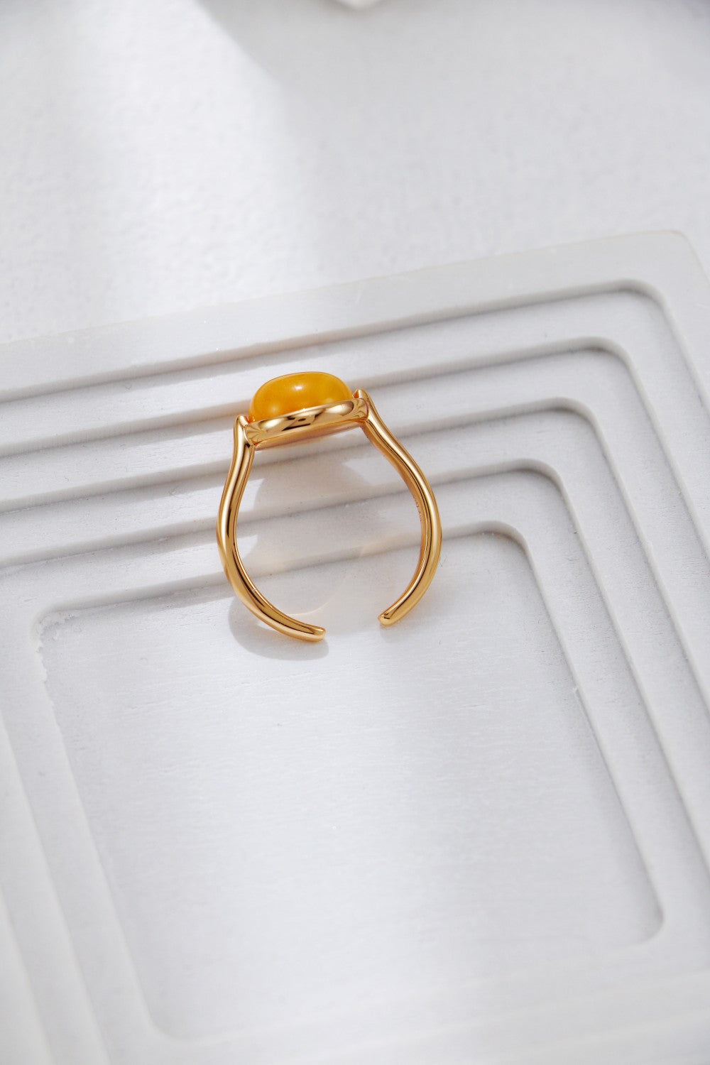 Natural Amber Adjustable Ring