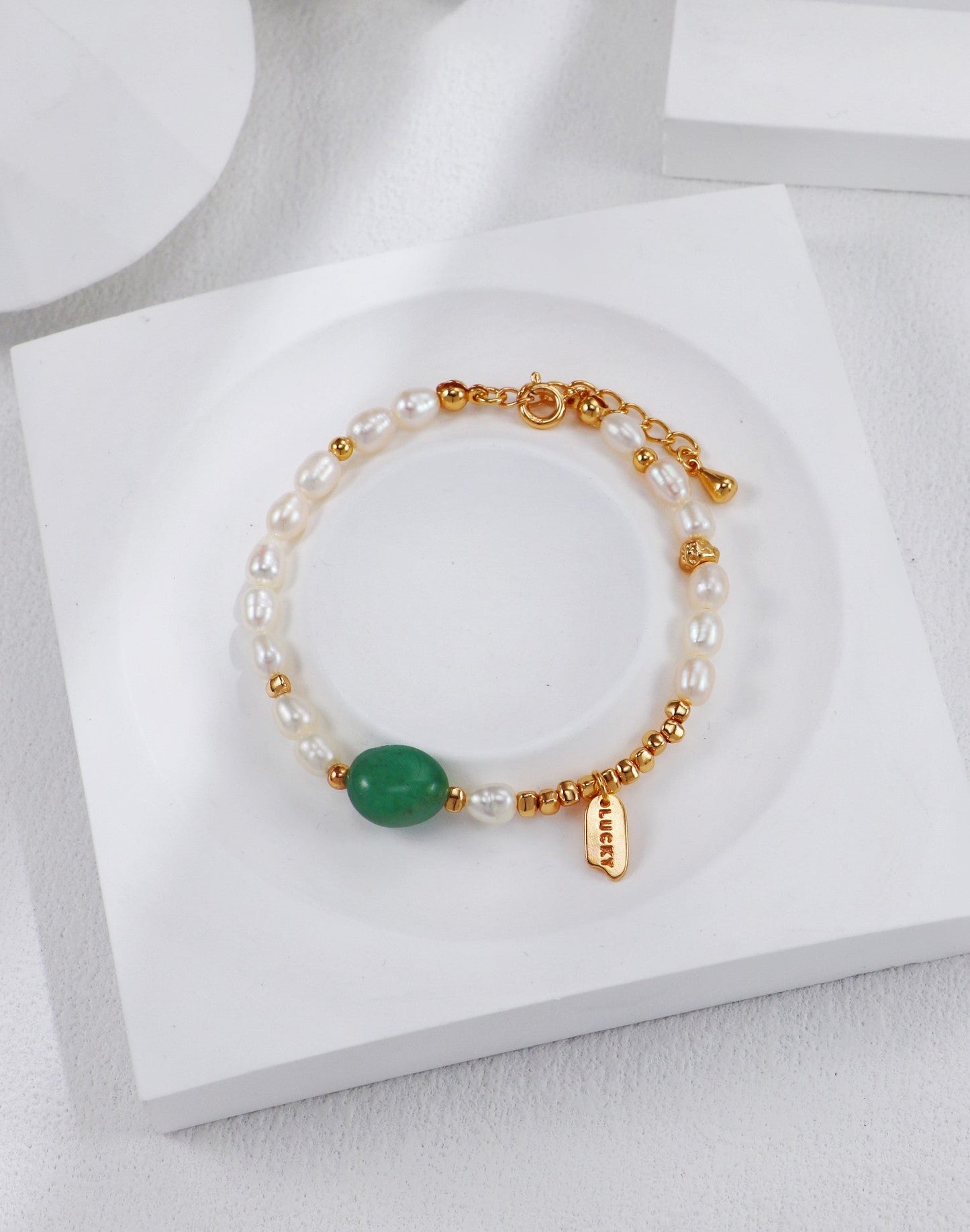 Natural Dongling Jade Pearl Bracelet