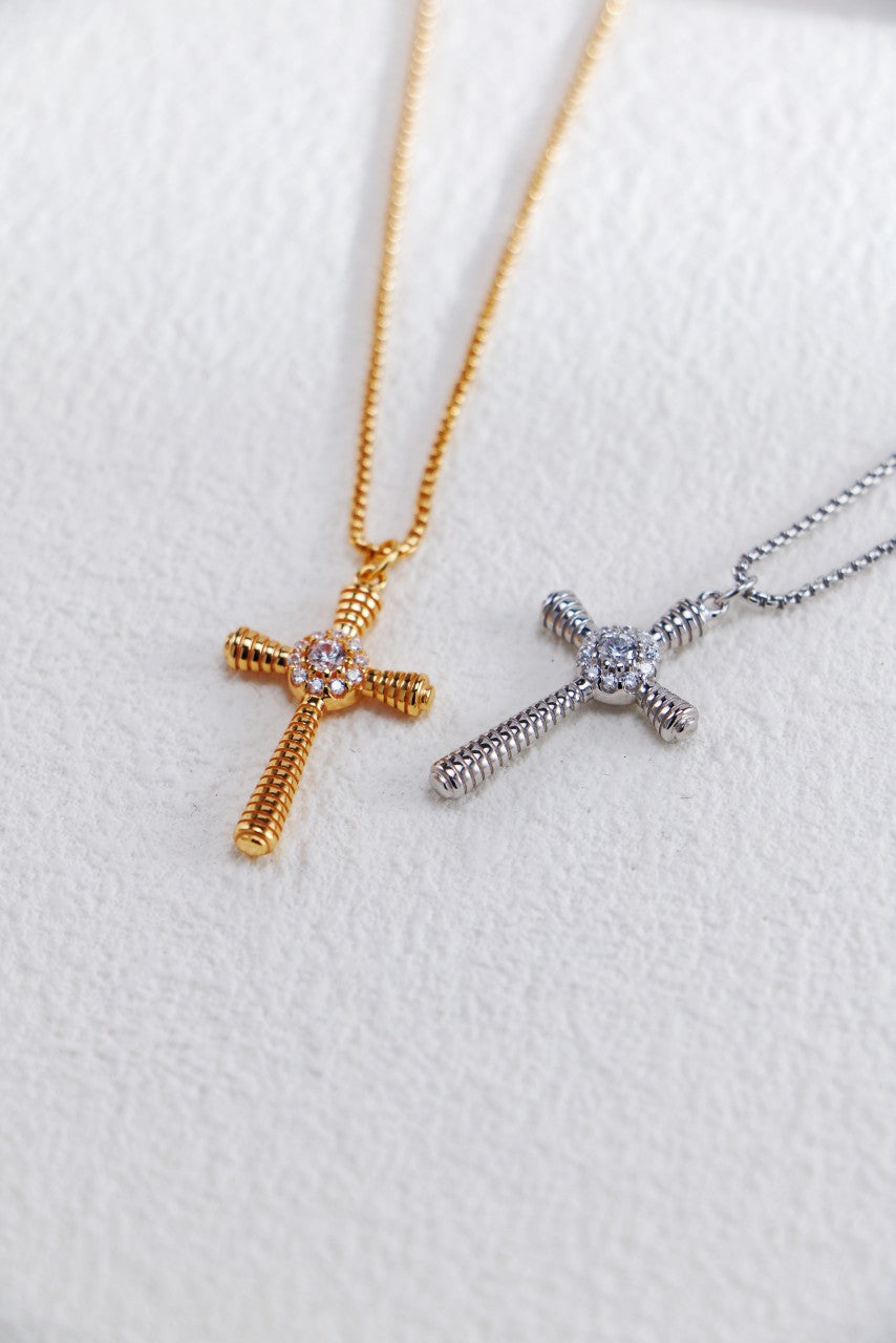 Cross Pendant Necklace with Zircon