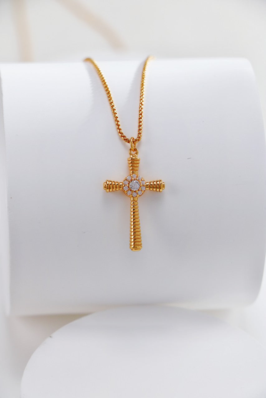 Cross Pendant Necklace with Zircon