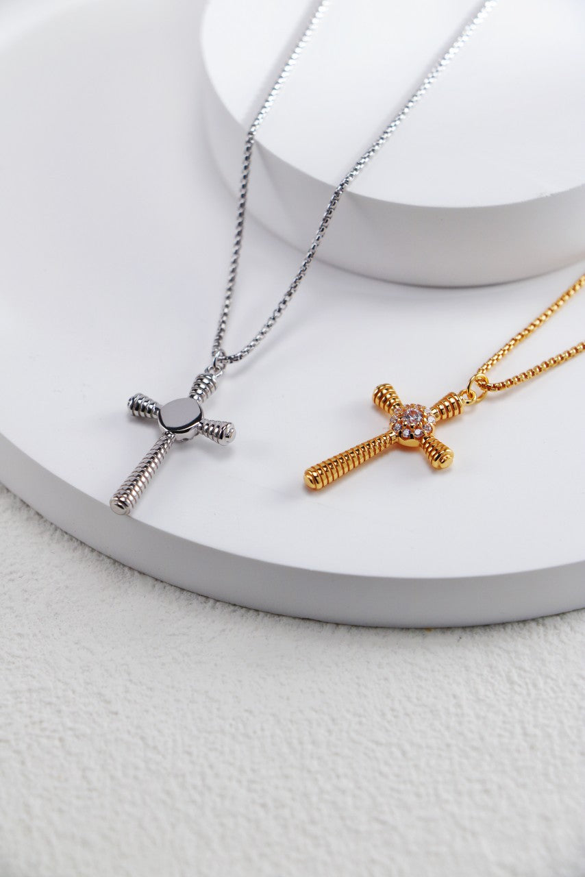 Cross Pendant Necklace with Zircon