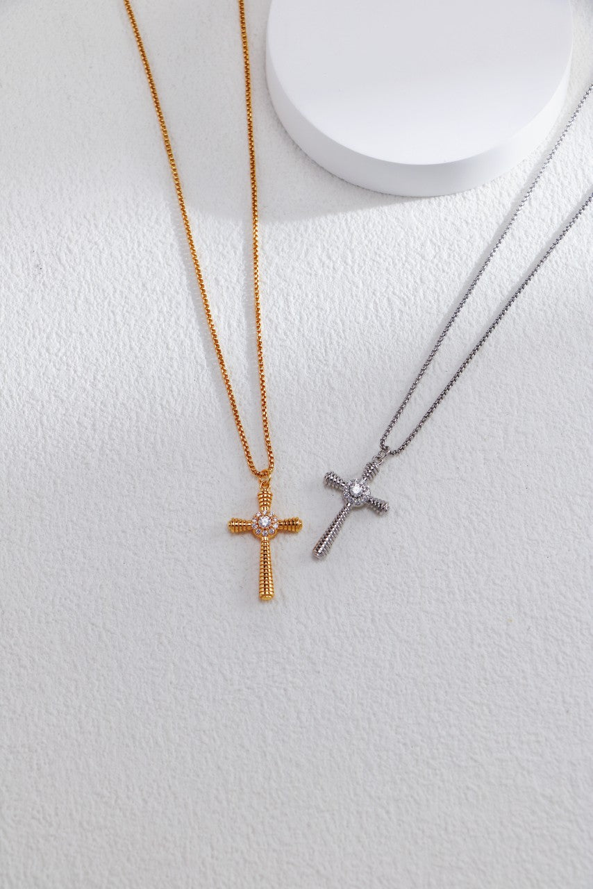 Cross Pendant Necklace with Zircon