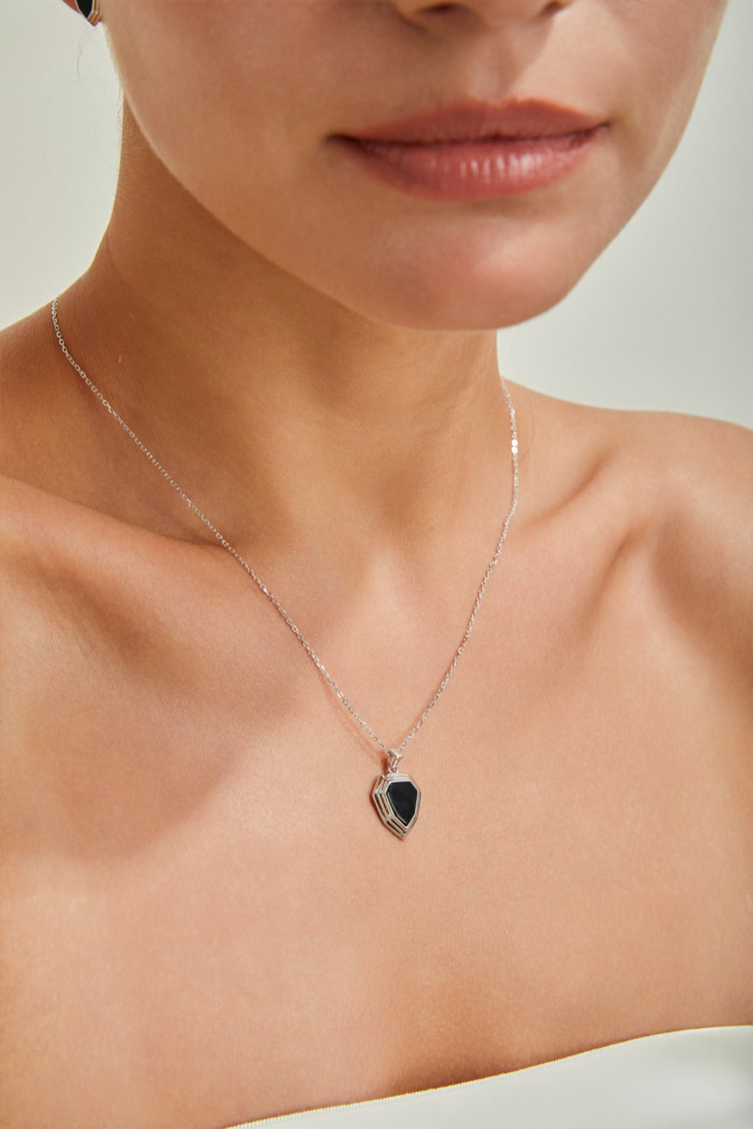 Black Onyx Shield Design Necklace