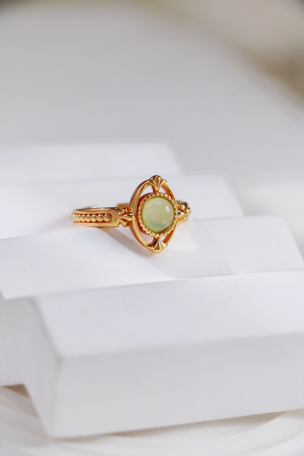 Prehnite Chalcedony Adjustable Ring