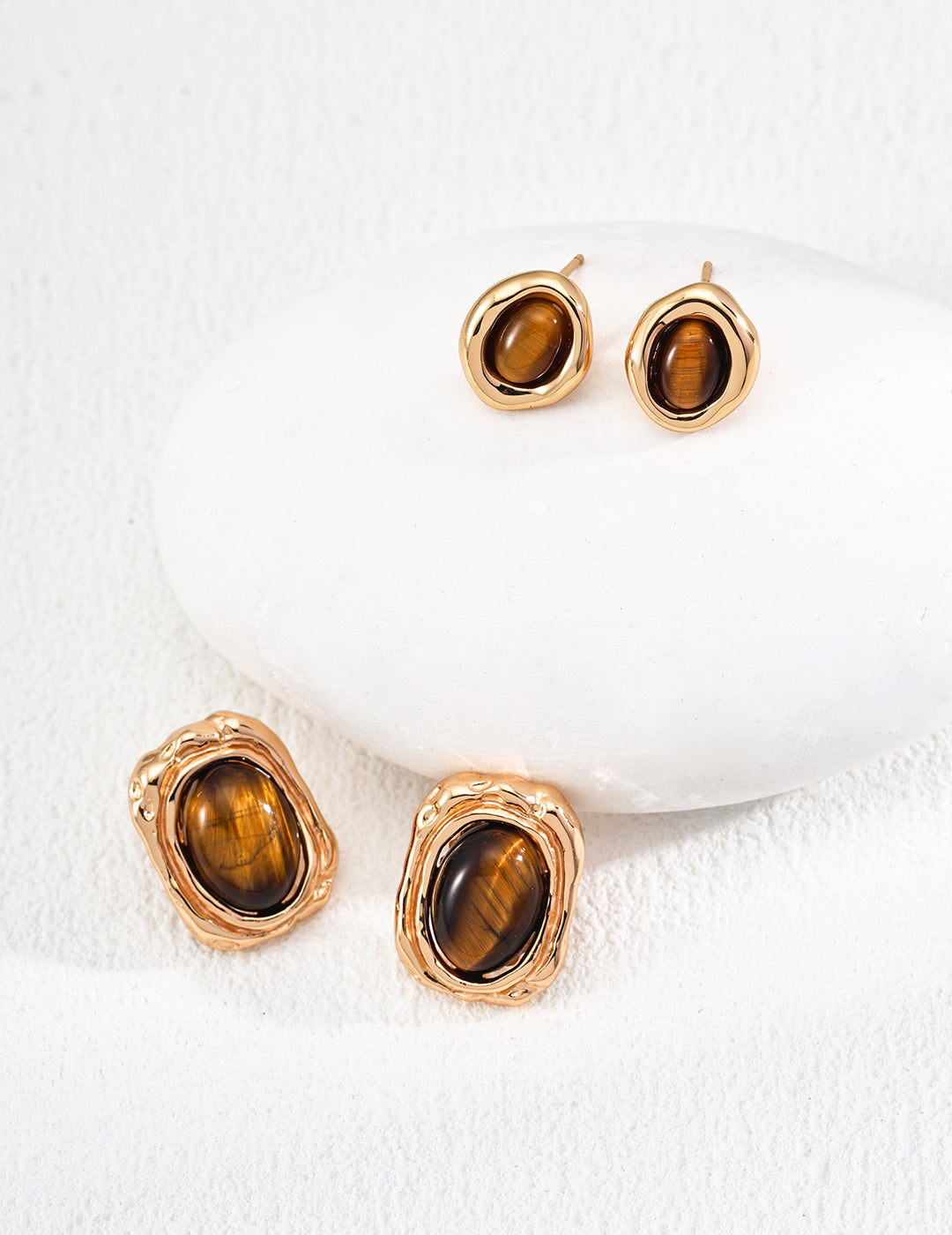 Vintage Natural Tiger Eye Stone Earrings