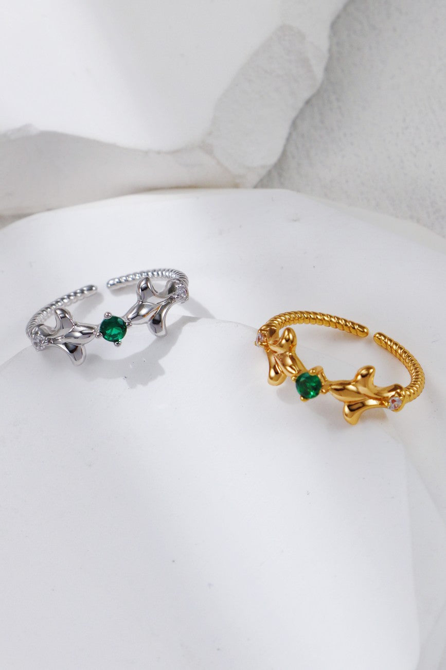 Modern Green Zirconia Ring