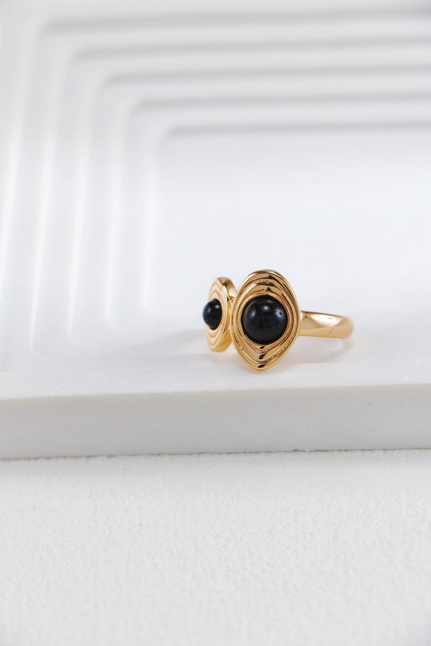 Vintage Black Agate Ring