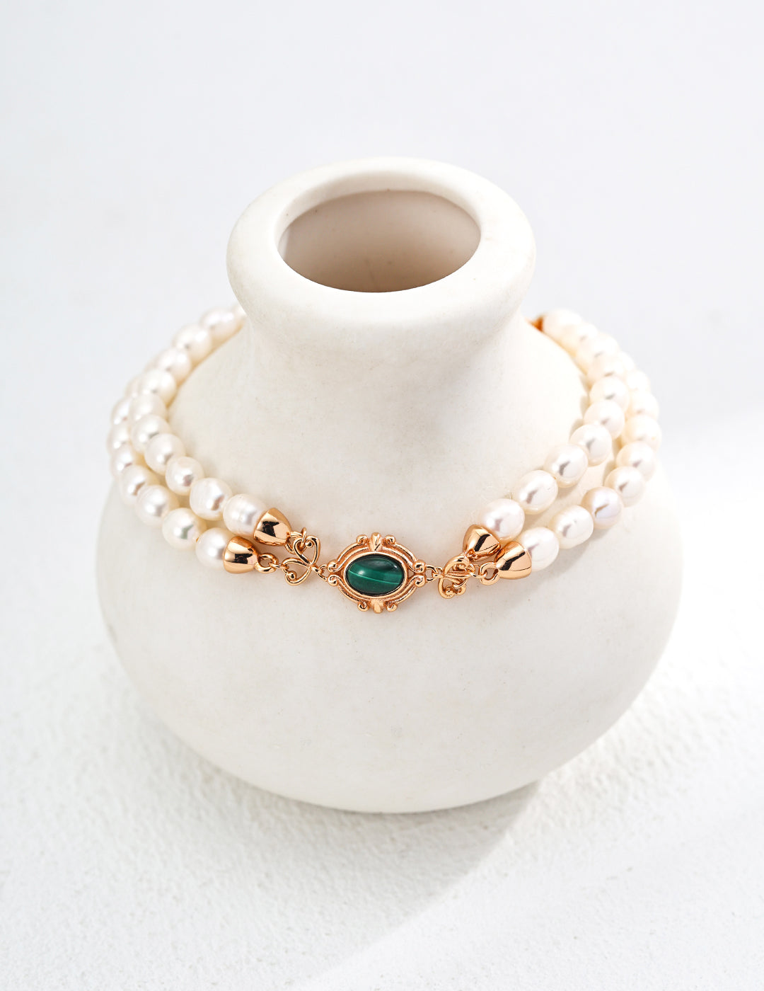 Elegant Natural Pearl and Malachite Bracelet