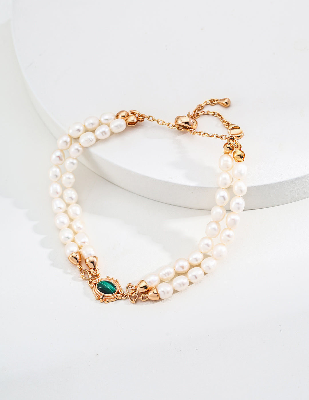 Elegant Natural Pearl and Malachite Bracelet