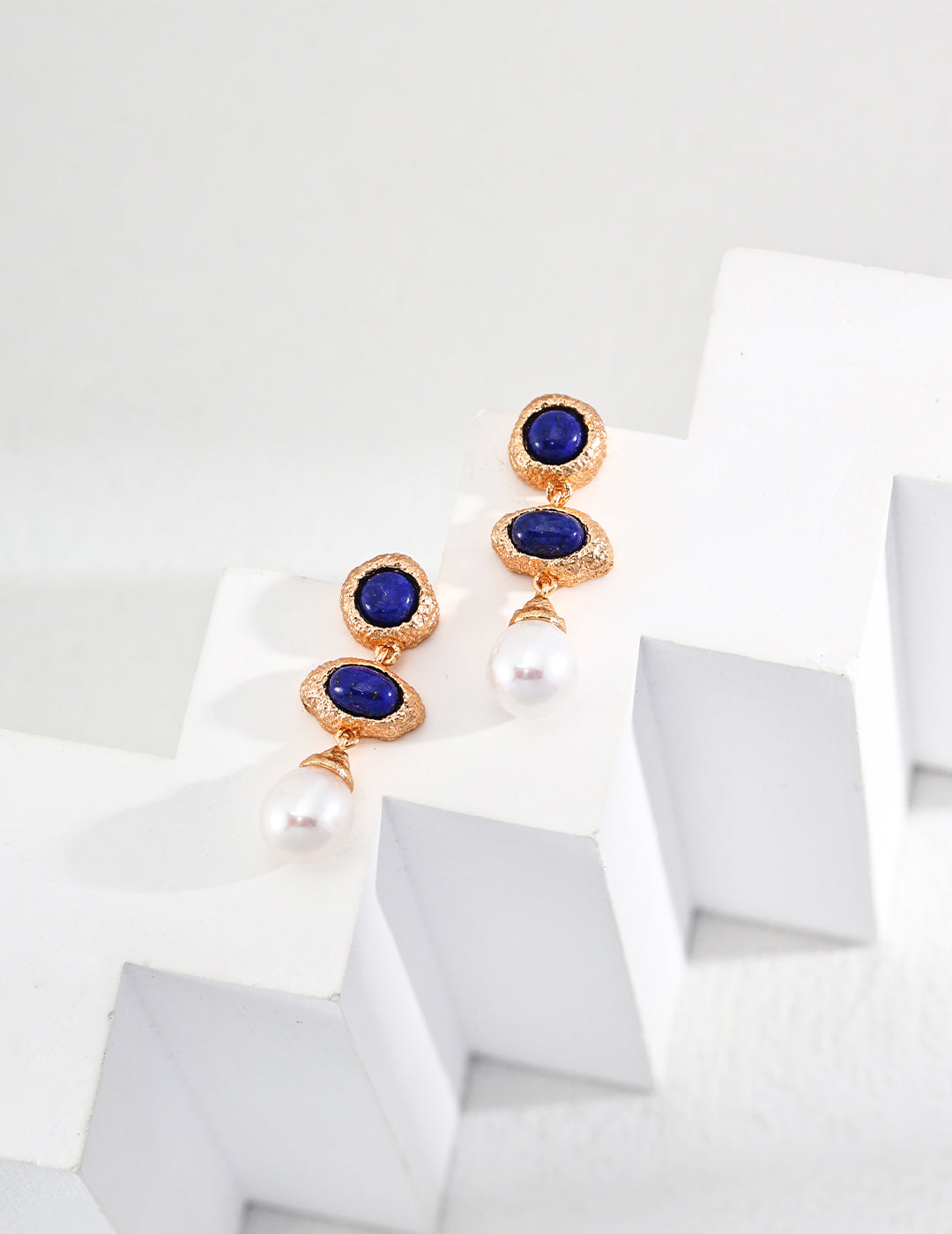 Vintage Lapis Lazuli Pearl Earrings