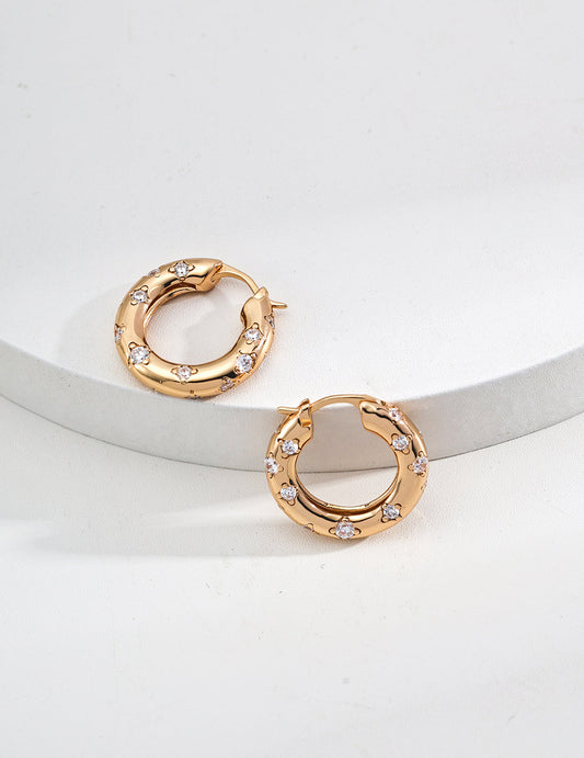 Heart-Shaped Zircon Hoop Earrings