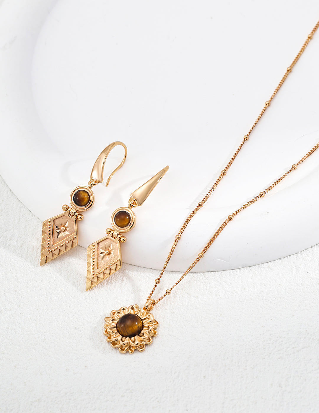 Geometric Vintage Style Tiger's Eye Earrings