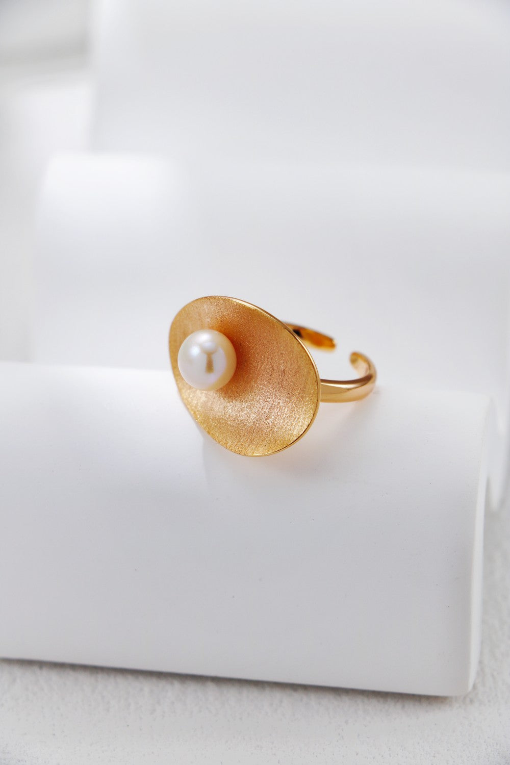 Brushed Pearl Statement Ring