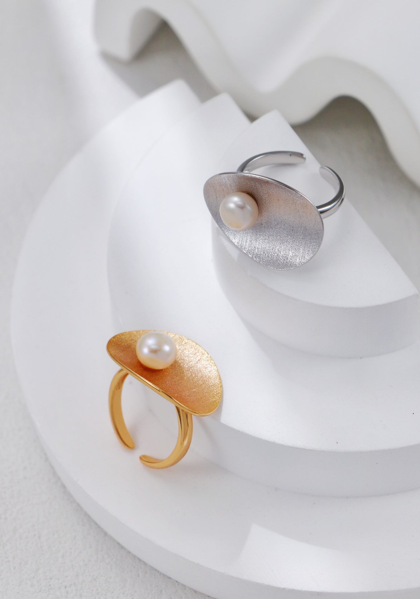 Brushed Pearl Statement Ring