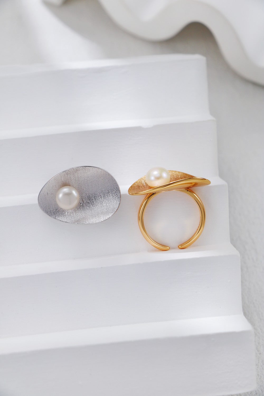 Brushed Pearl Statement Ring