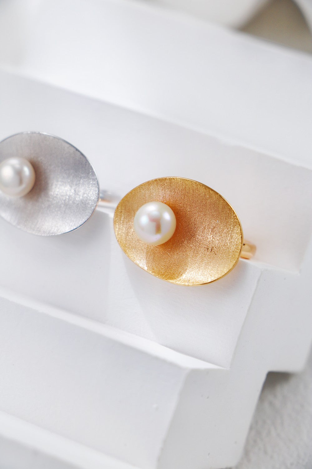 Brushed Pearl Statement Ring